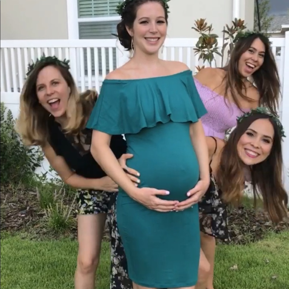 Maternity midi pencil dress with ruffles